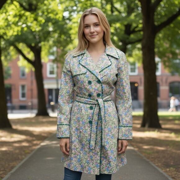 Anthropologie Jackets & Blazers - ANTHROPOLOGIE Odille Floral Scallop Trench Coat Size 8